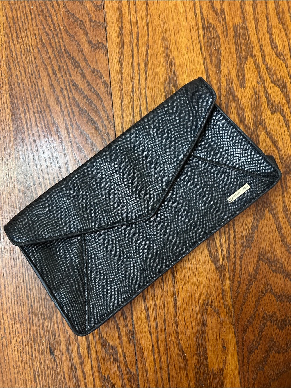 Victoria Secret Black Envelope Lightweight Clutch‎ with Textured Saffiano Finish